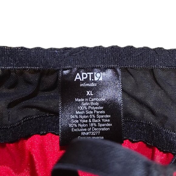 Black and Red Goth Satin Mesh Lingerie Babydoll Cami Lace Top Apt 9 Size XL - Picture 5 of 5